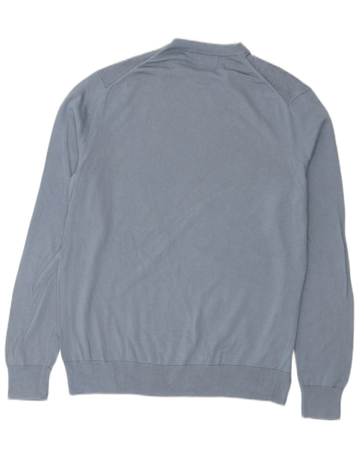 FRED PERRY Męski sweter z okrągłym dekoltem, duży, niebieski, bawełniany