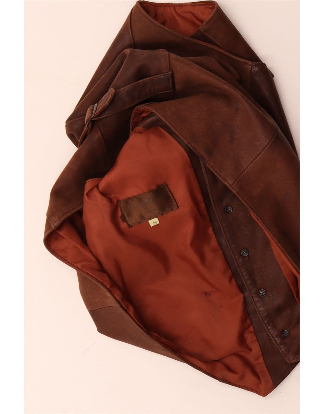 VINTAGE Męska kamizelka skórzana IT 56 2XL brązowa