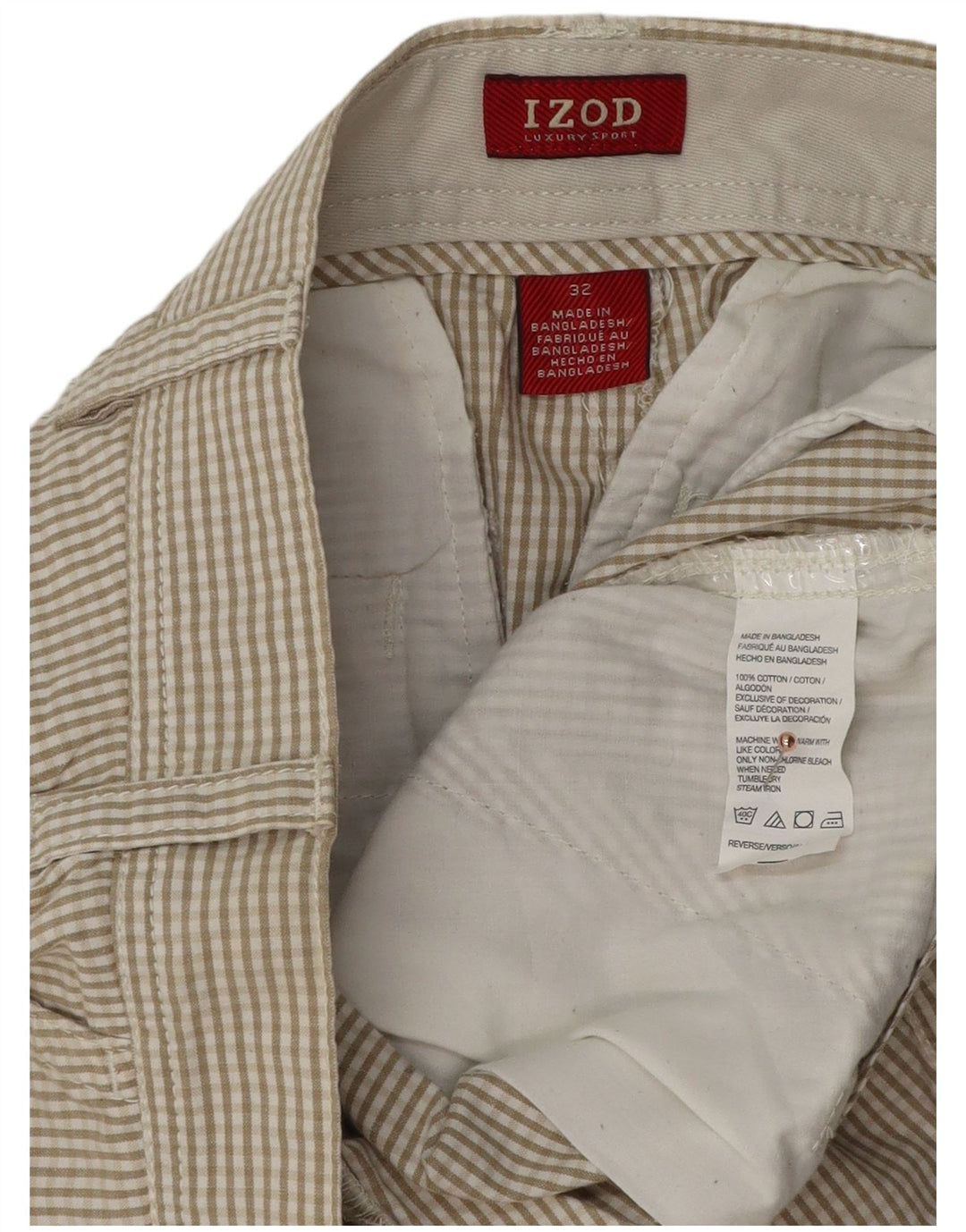 Męskie spodenki Chino IZOD W32 Średni beż, bawełna w kratkę