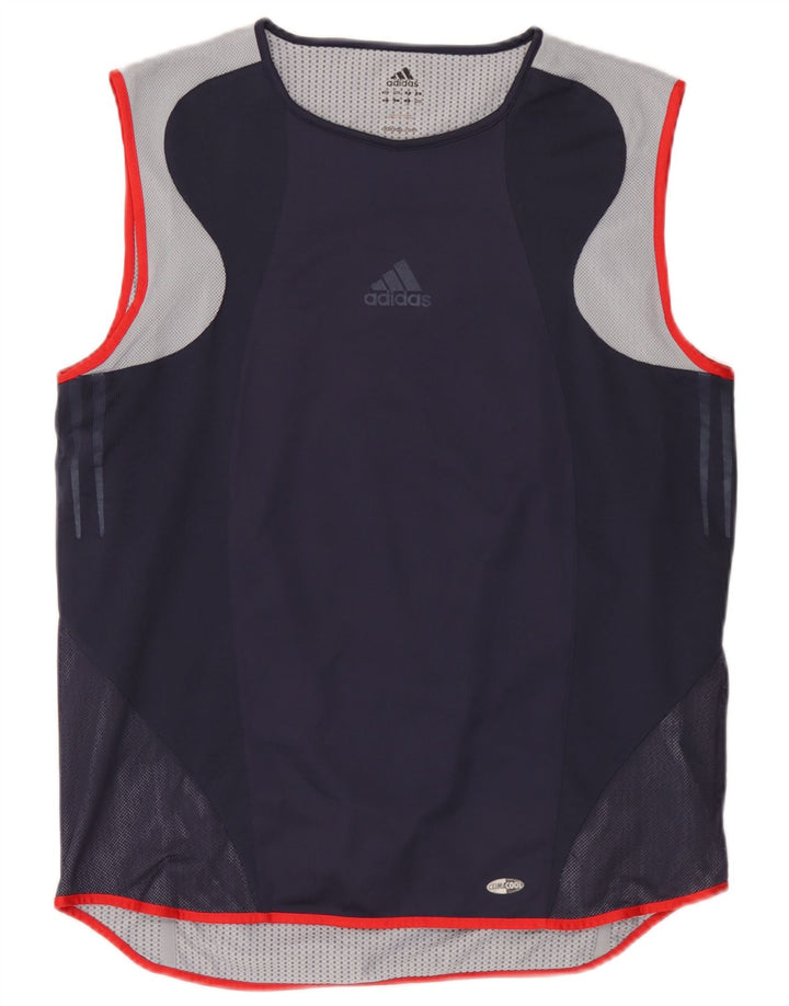 Adidas Męska kamizelka Climacool Top, duża, granatowa, z blokami kolorów, poliestrowa