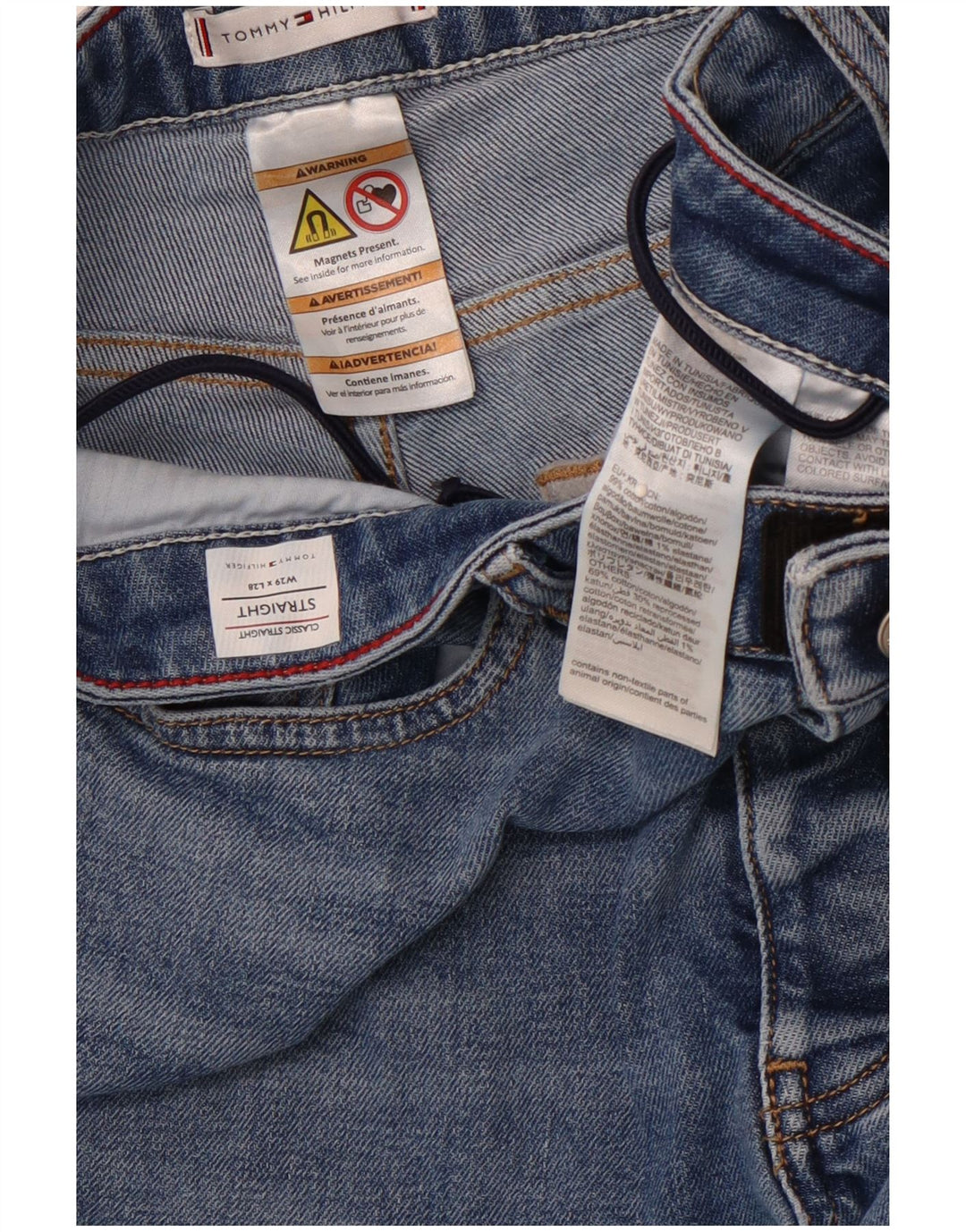 TOMMY HILFIGER Dziewczęce proste dżinsy o klasycznym kroju 15-16 lat W29 L28 niebieskie