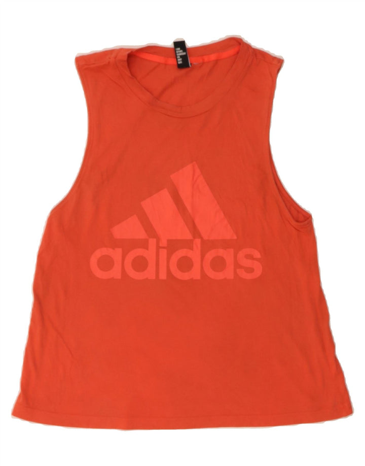 ADIDAS Womens Graphic Vest Top UK 12 Medium Maroon Vintage Adidas and Second-Hand Adidas from Messina Hembry 