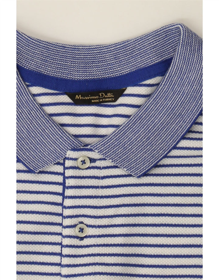 MASSIMO DUTTI Mens Polo Shirt XL Blue Pinstripe Vintage Massimo Dutti and Second-Hand Massimo Dutti from Messina Hembry 