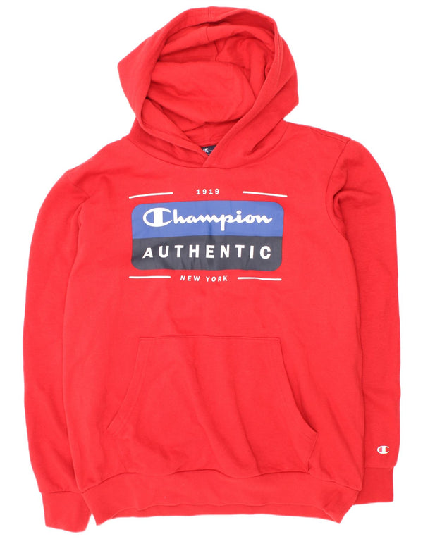 Chłopięcy sweter z kapturem Champion z grafiką 13-14 lat XL, czerwony, bawełniany