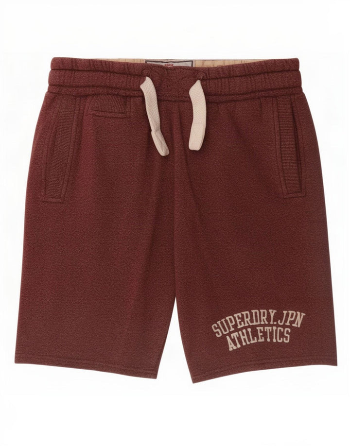 Męskie spodenki sportowe Superdry z grafiką, średni bordowy poliester