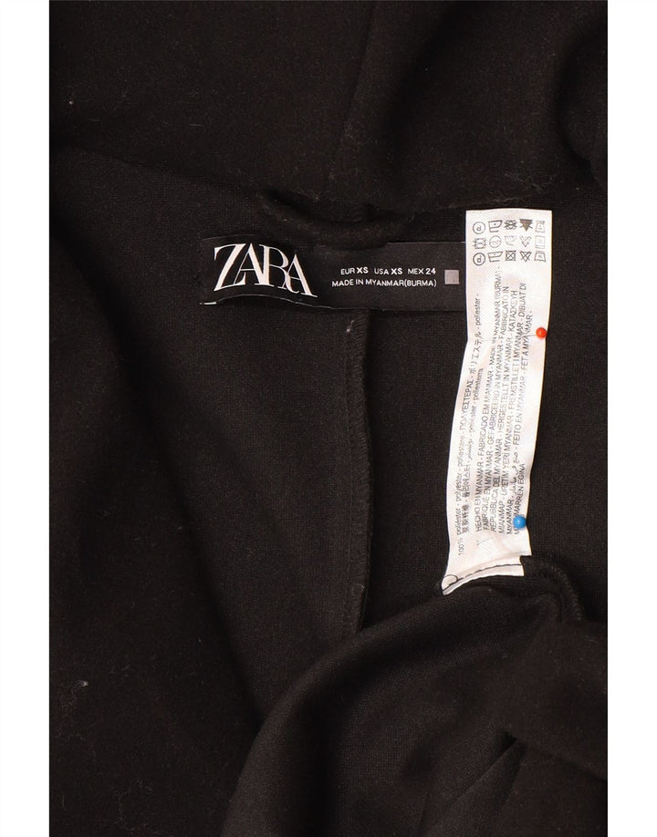 Damski płaszcz oversize z kapturem Zara UK 6 XS, czarny poliester