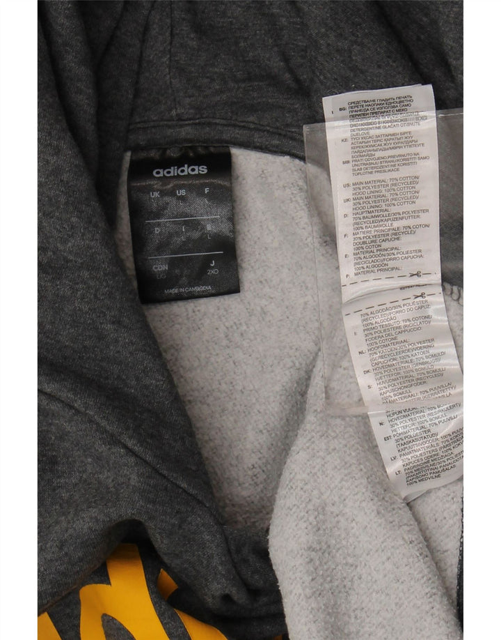 Męska bluza z kapturem Adidas Graphic, duża, szara, bawełniana