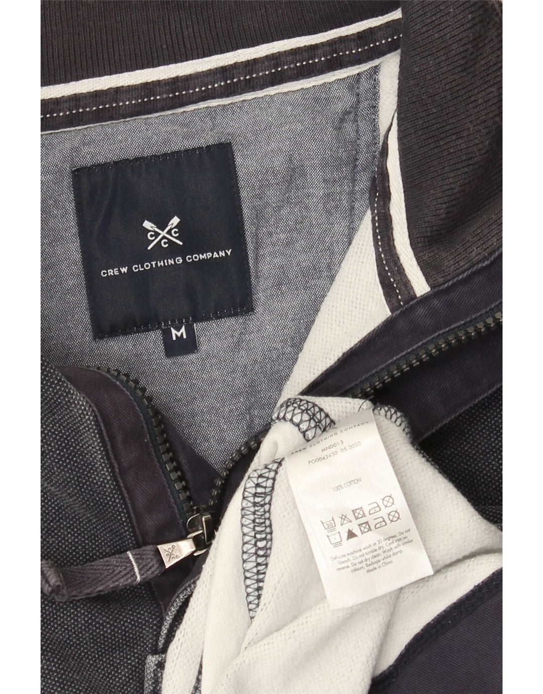 Crew Clothing Męska bluza z zamkiem błyskawicznym i średnim granatem w paski