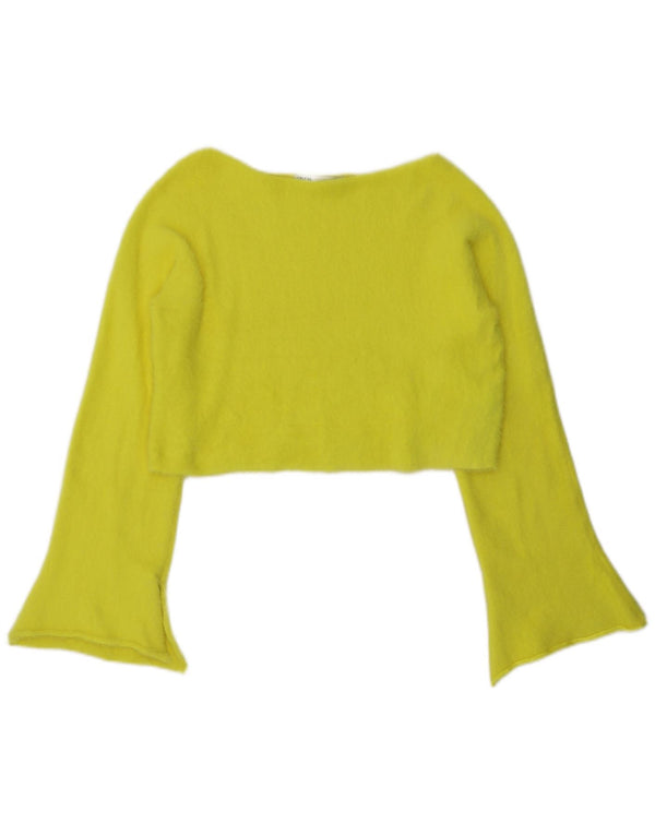 Damski krótki top Zara z długim rękawem, UK 14, średni żółty nylon