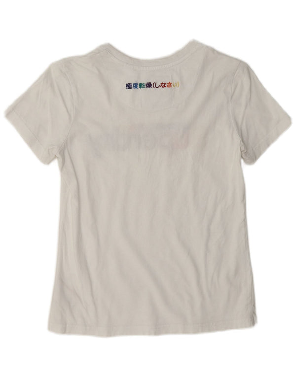 Damska koszulka z grafiką Superdry Top UK 8, mała, biała, bawełniana
