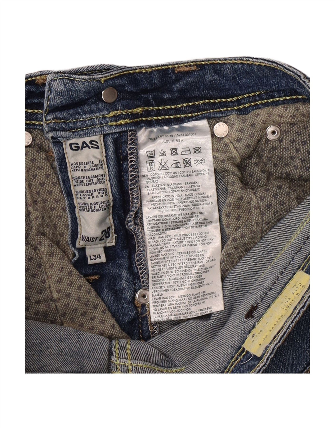 GAS Womens Straight Jeans W28 L29 Blue Cotton