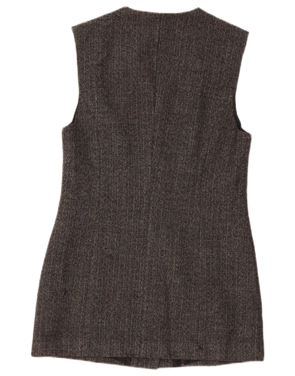 BENETTON Womens Longline Blazer Jacket UK 10 Small Grey Pinstripe