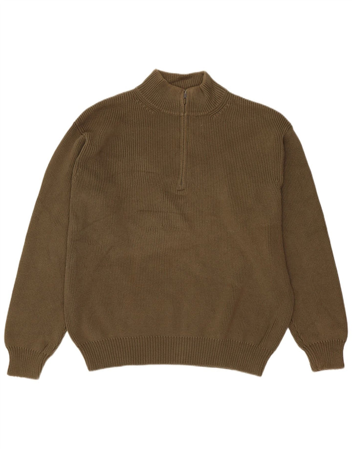 L.L.Bean Męski sweter zapinany na zamek, duży, bawełniany khaki