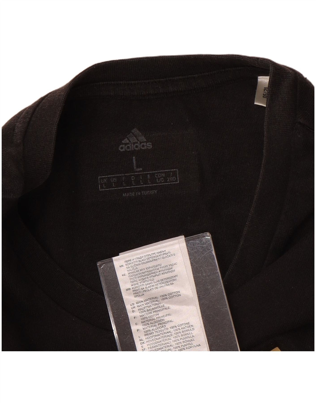 Męski T-shirt z grafiką ADIDAS, duży, czarny, bawełniany