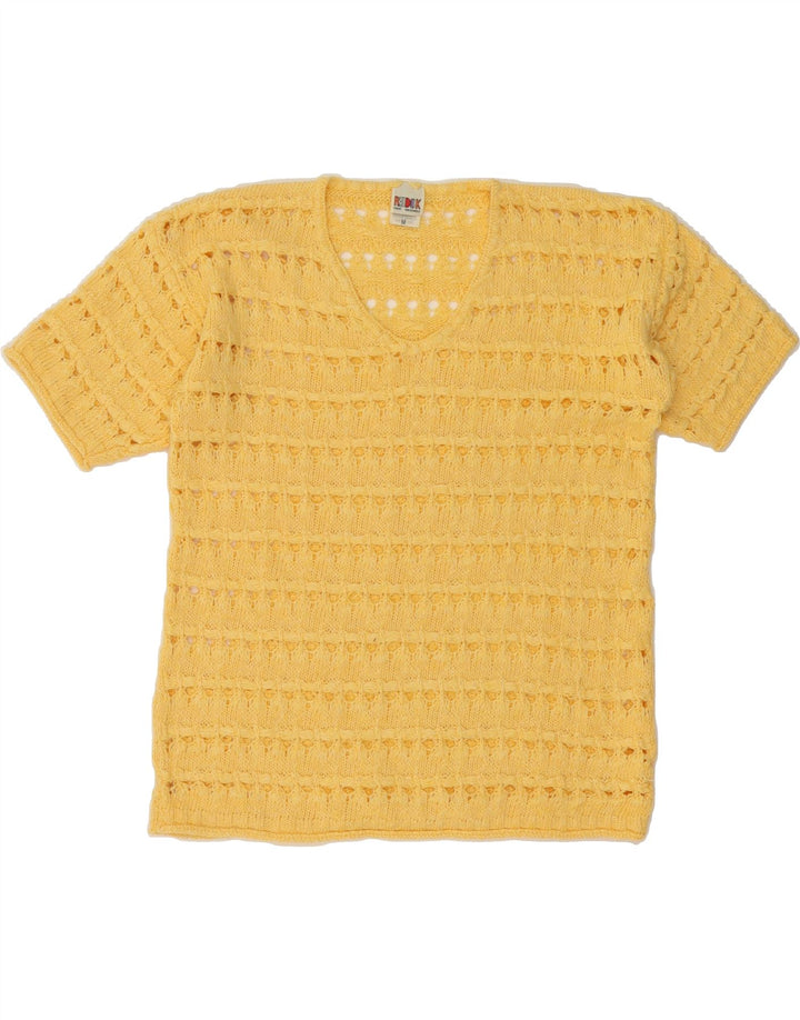 REDOK Womens Knit Blouse Top UK 14 Medium Yellow Cotton Vintage Redok and Second-Hand Redok from Messina Hembry 