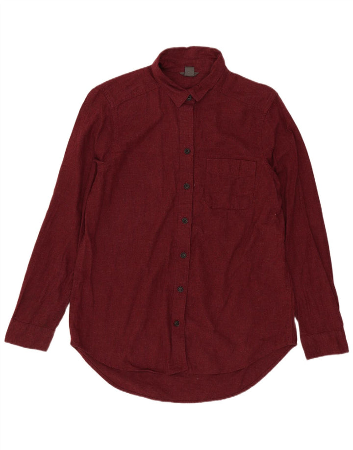 EDDIE BAUER Damska koszula oversize UK 10, mała, bordowa, bawełniana