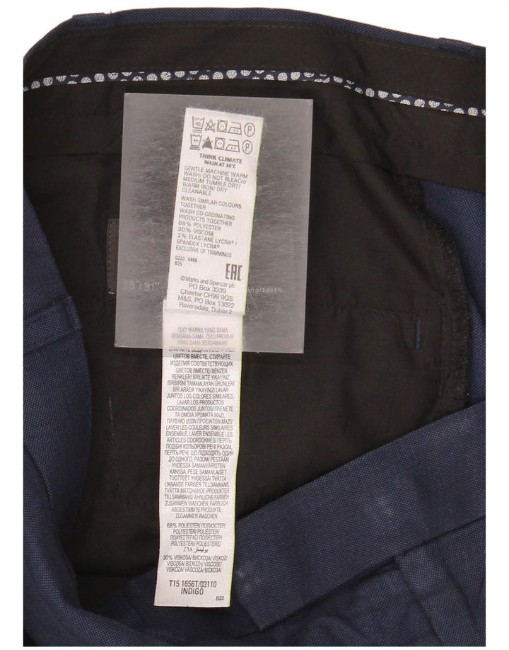 Marks & Spencer Męskie proste spodnie garniturowe W38 L31 Granatowy poliester
