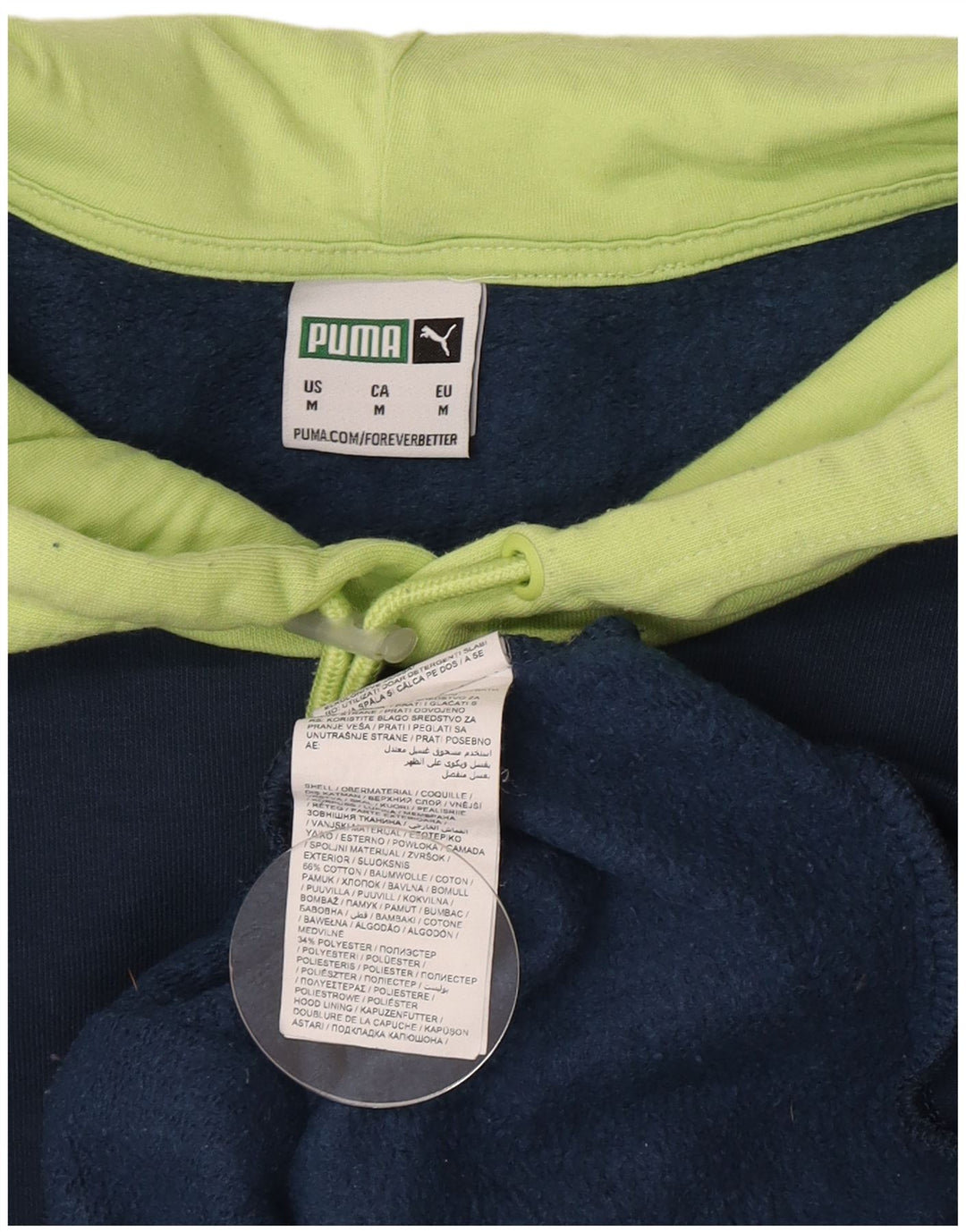 Męska bluza z kapturem Puma, średnia, granatowa, bawełniana w bloki kolorów
