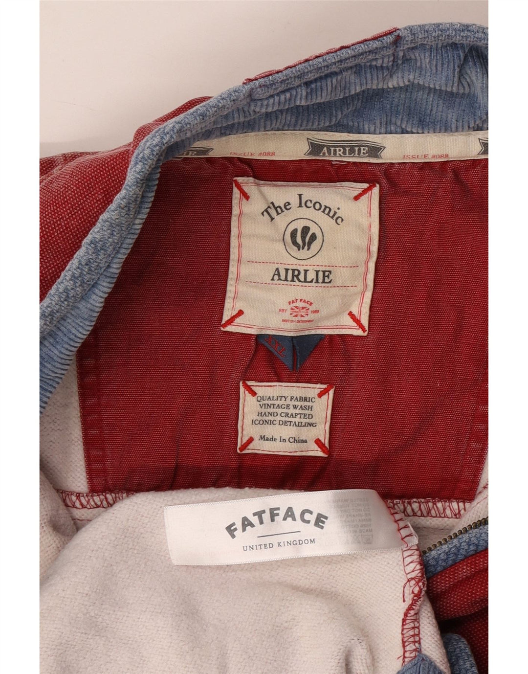 Męska bluza z zamkiem błyskawicznym FAT FACE, 2XL, czerwona, bawełniana