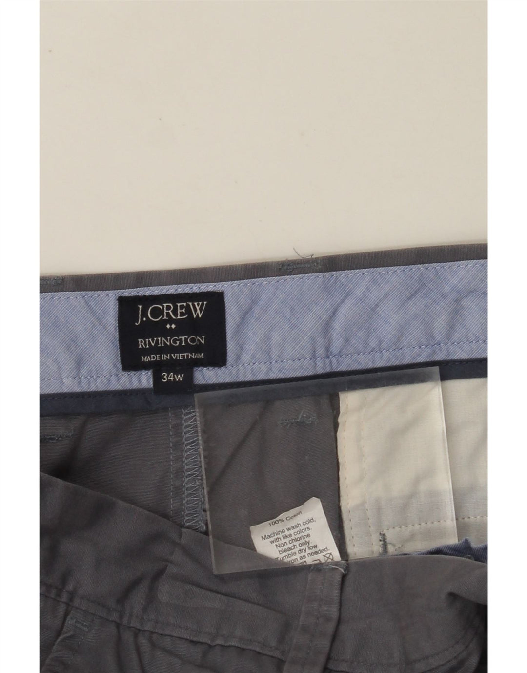 Męskie spodenki chino J. CREW Rivington W34, duże, szare, bawełniane