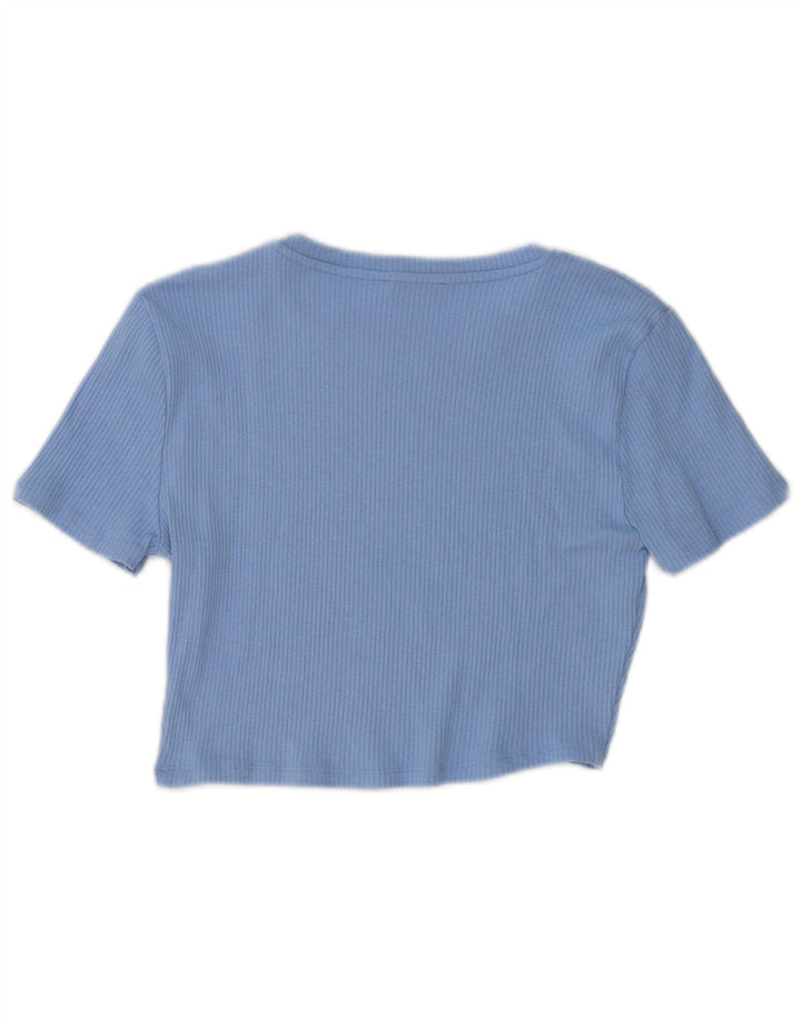 Damski krótki T-shirt ZARA UK 14, duży, niebieski