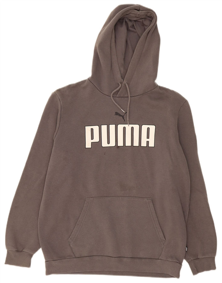 Męski sweter z kapturem Puma z grafiką, średnioszary, bawełniany