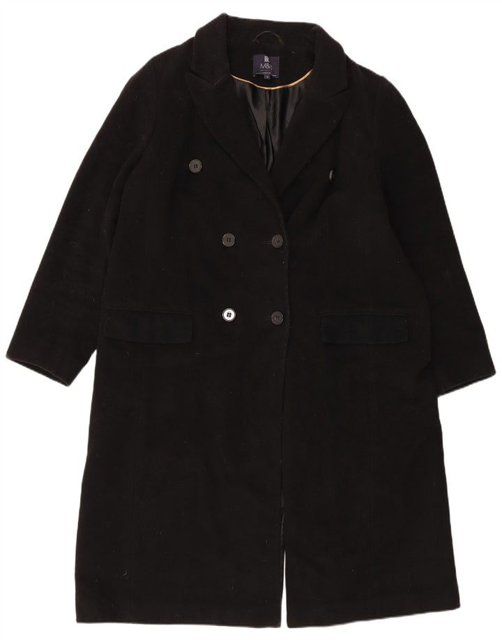 Marks & Spencer Damski płaszcz dwurzędowy UK 18 XL, czarna wełna