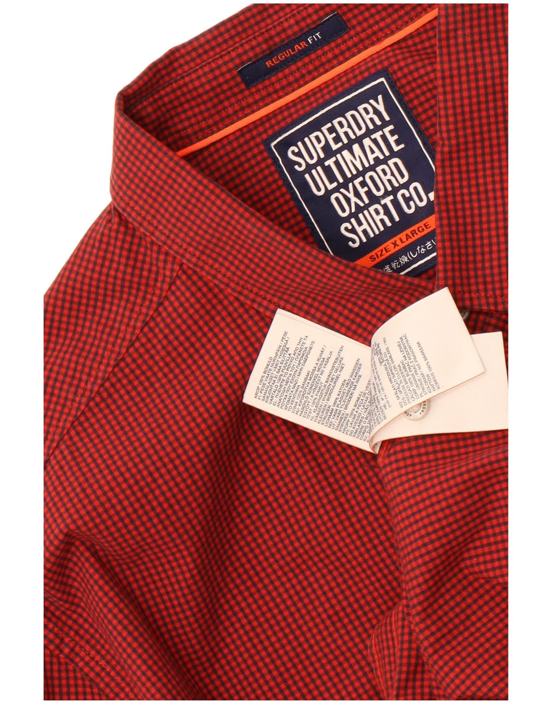 Męska koszula Superdry o regularnym kroju XL, czerwona, bawełniana w kratkę