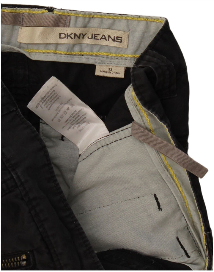 Męskie proste spodnie cargo Dkny W32 L32 Czarna bawełna