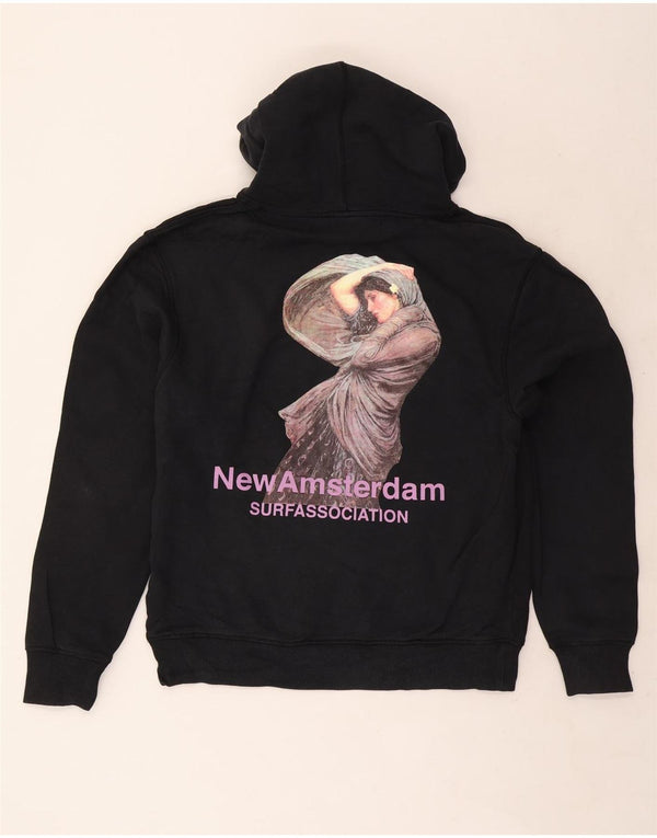 Męski sweter z kapturem w stylu vintage, średnio czarny, bawełniany