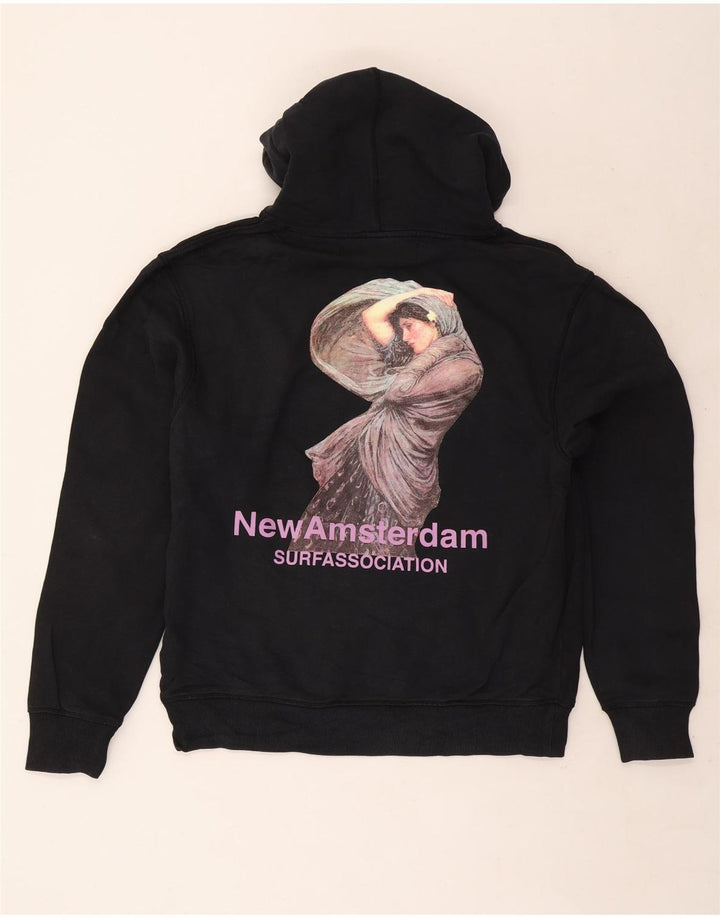 Męski sweter z kapturem w stylu vintage, średnio czarny, bawełniany