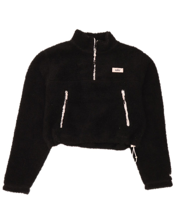 Damski sweter oversize z kapturem i zamkiem błyskawicznym Nike, UK 10, mały, czarny