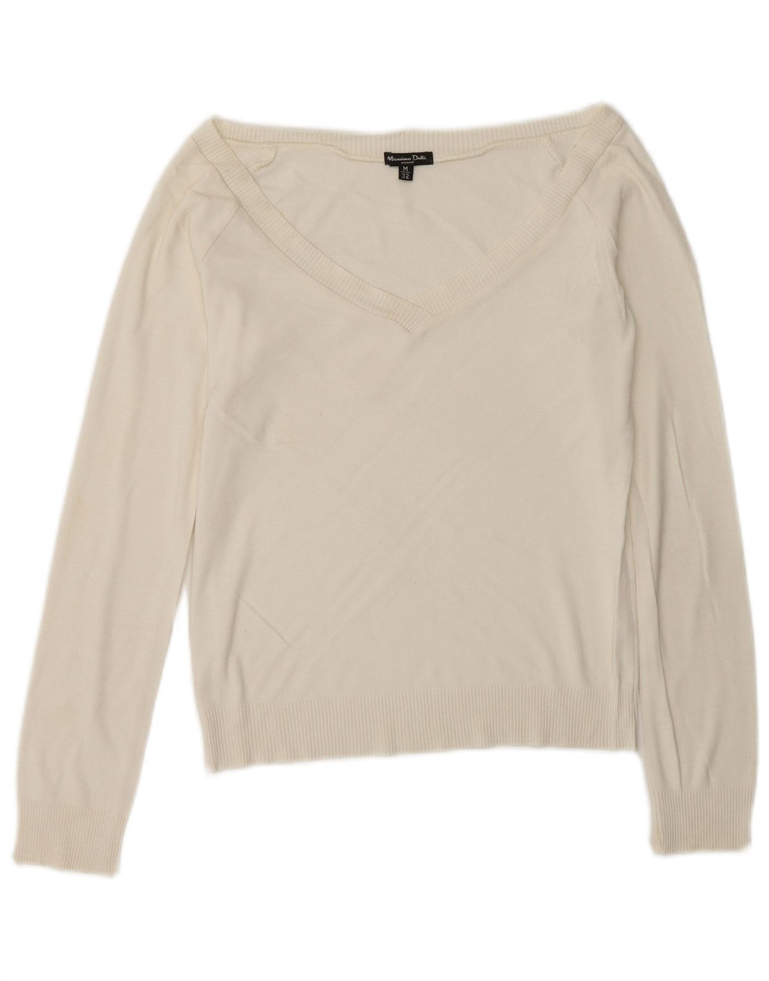 Damski sweter Massimo Dutti z dekoltem w kształcie litery V, UK 12, średni złamanej bieli