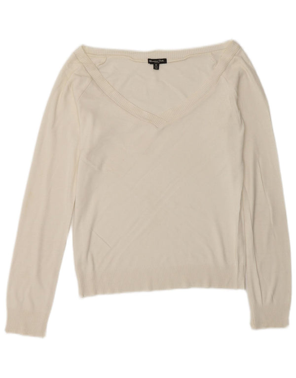 Damski sweter Massimo Dutti z dekoltem w kształcie litery V, UK 12, średni złamanej bieli