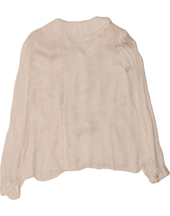 VINTAGE Womens Shirt Blouse UK 14 Medium White Viscose Vintage Vintage and Second-Hand Vintage from Messina Hembry 