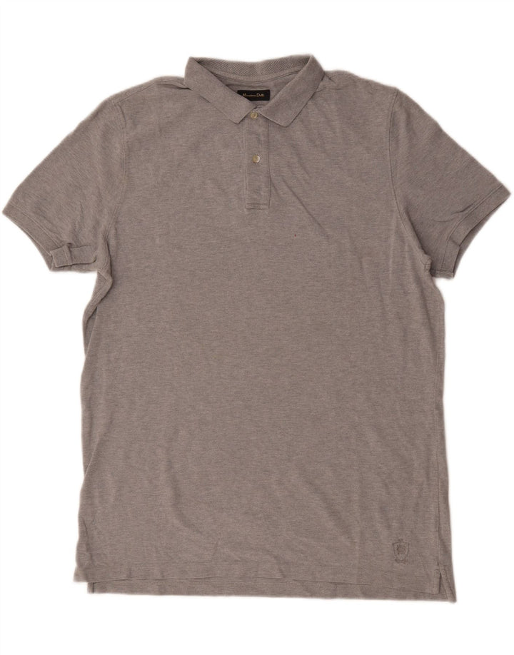 Męska koszulka polo Massimo Dutti, duża, szara, bawełniana w plamki