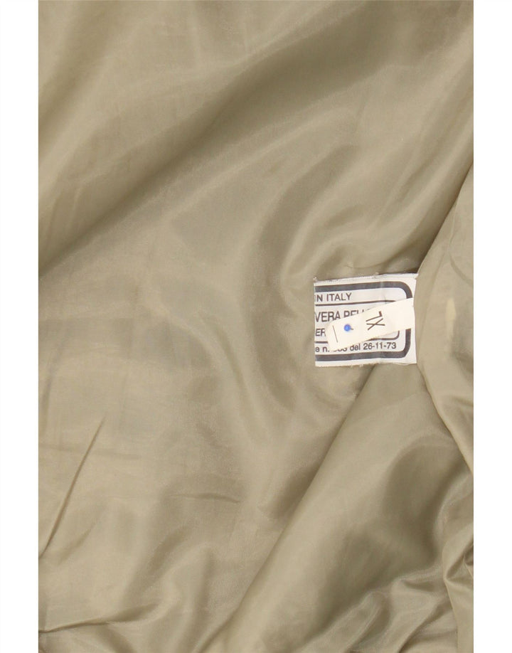 Vintage damska kurtka skórzana bomber UK 18 XL, skóra khaki