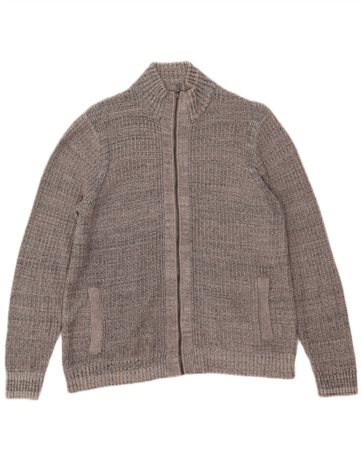 Męski sweter Marks & Spencer z zamkiem błyskawicznym, UK 38/40, średnioszary, nakrapiany