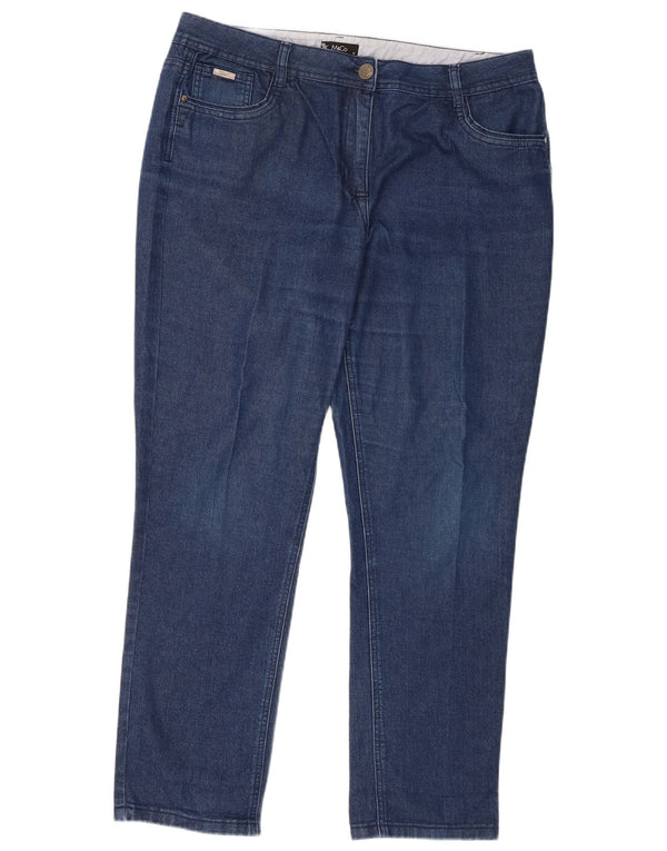 Damskie jeansy M&Co z wysokim stanem, zwężane UK 18 XL W38 L30, niebieska bawełna