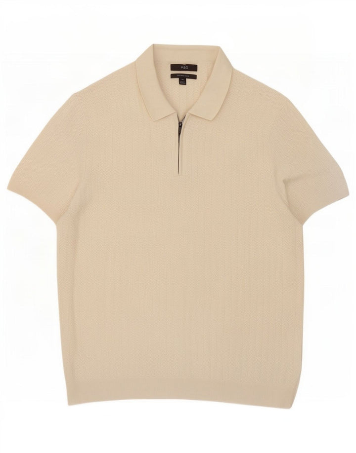 Męska koszulka polo Marks & Spencer XL, biała, bawełniana