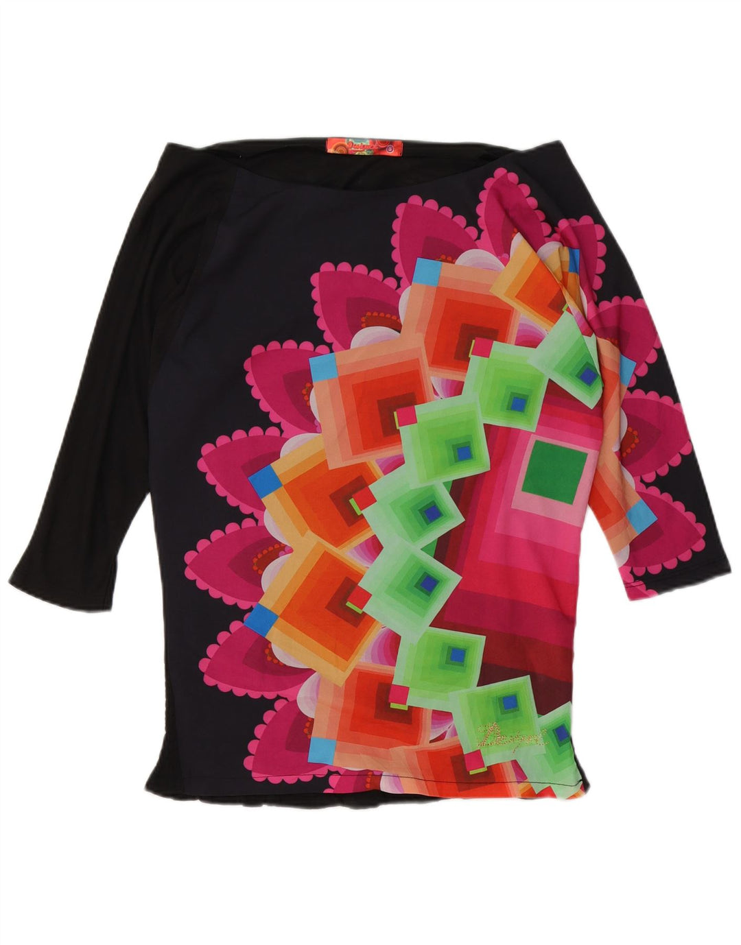 Damski top Desigual Oversize Graphic Off Shoulder UK 10 Small Black
