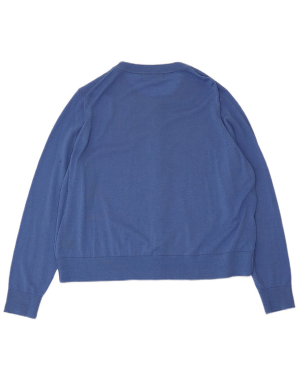 Marks & Spencer Damski sweter kardigan UK 20 2XL Niebieska wełna Merino