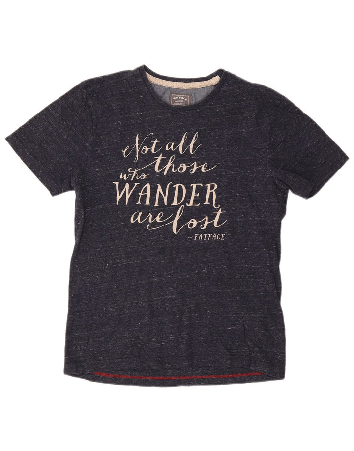 Damska koszulka z grafiką FAT FACE Top, średnia, granatowa, bawełniana w cętki