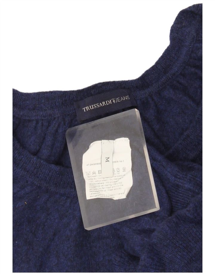 Damski sweter z dekoltem w łódkę TRUSSARDI JEANS UK 12 Średni granatowy