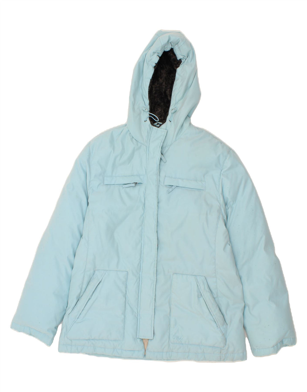 TOMMY HILFIGER Womens Hooded Padded Jacket UK 16 Large  Blue Polyester Vintage Tommy Hilfiger and Second-Hand Tommy Hilfiger from Messina Hembry 