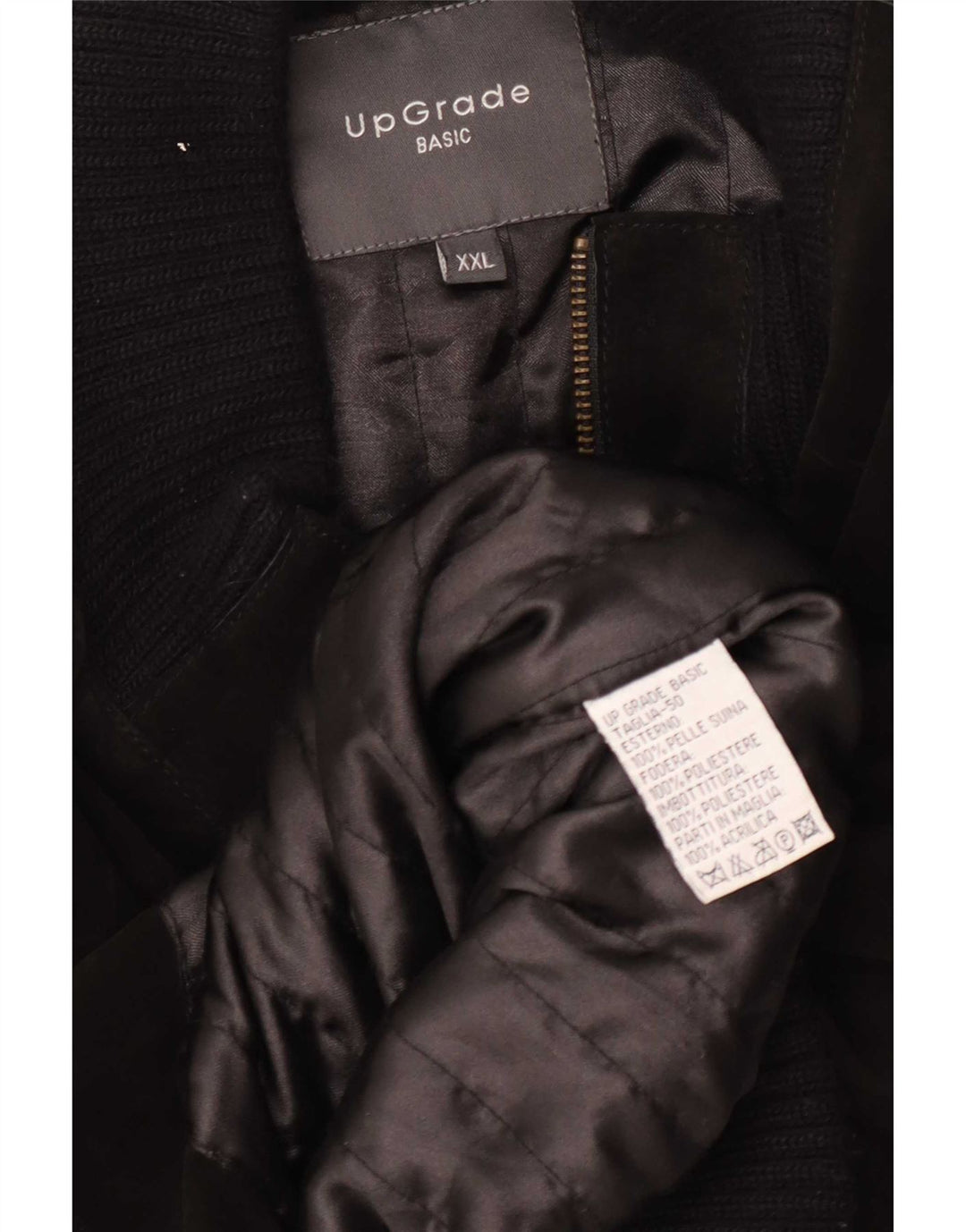 Vintage męska zamszowa kurtka bomber UK 44 2XL czarna skóra