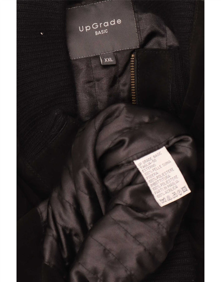 Vintage męska zamszowa kurtka bomber UK 44 2XL czarna skóra