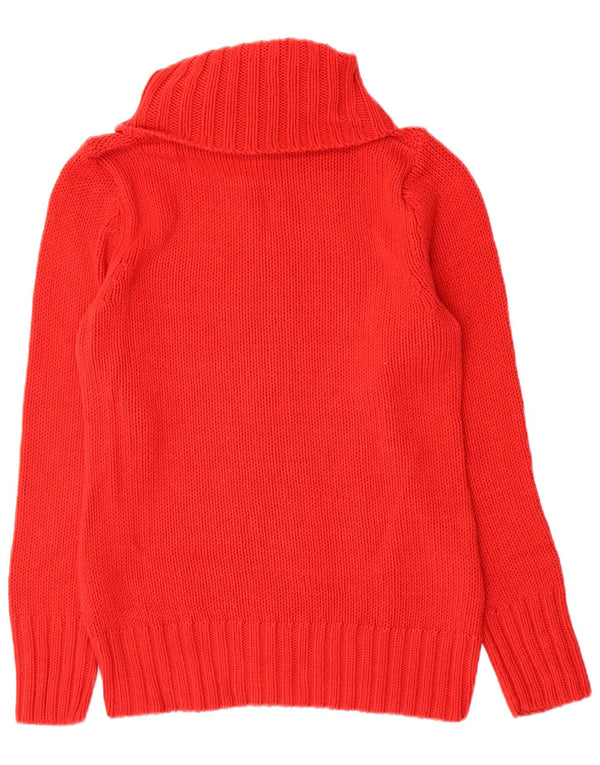 Vintage damski sweter z golfem UK 12, średnia czerwona wełna
