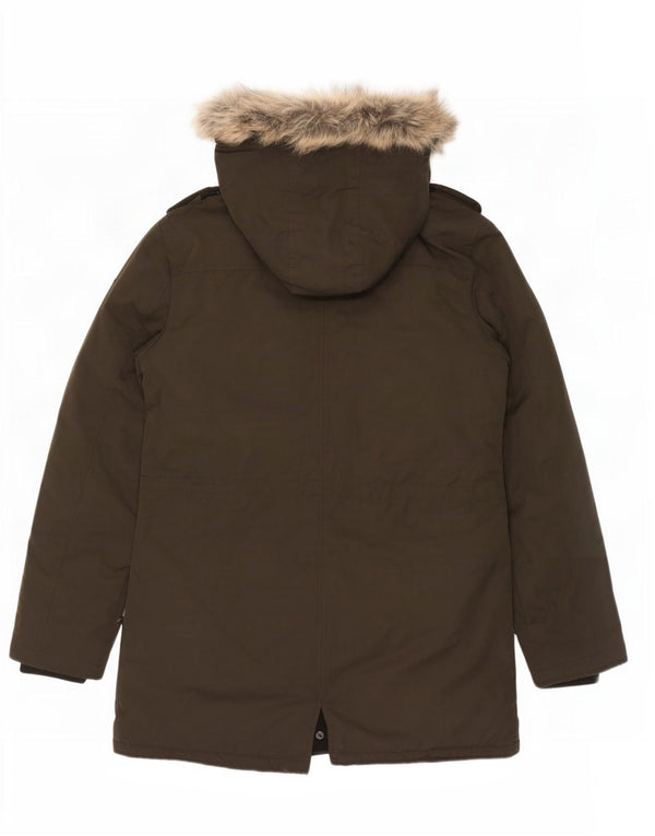 Męska kurtka wojskowa typu parka z kapturem Guess UK 40, duża, khaki, poliester