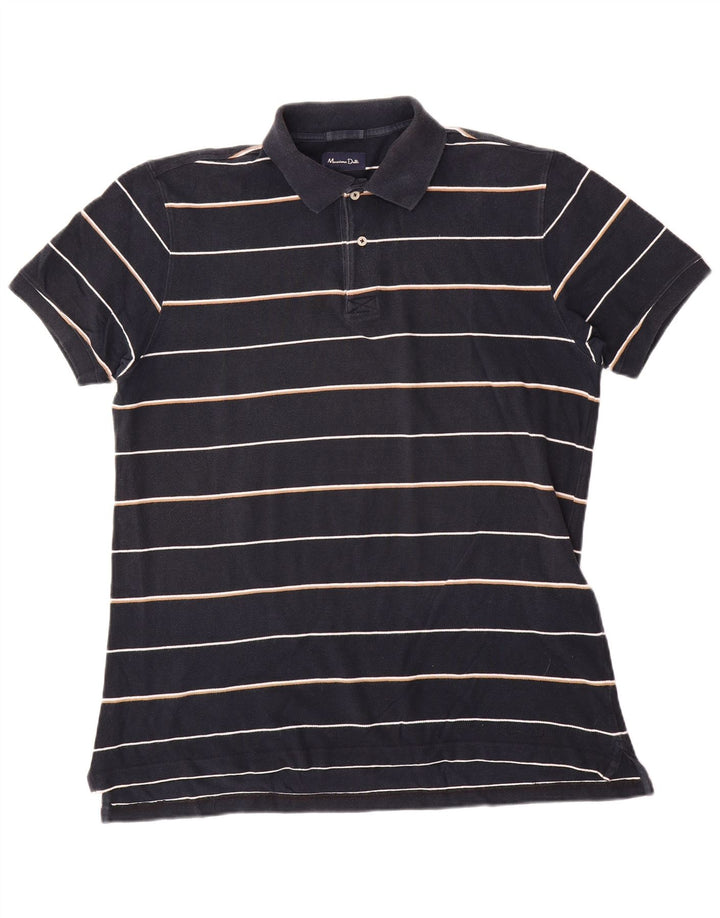 Męska koszulka polo Massimo Dutti w duże granatowe paski